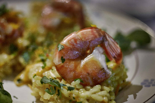 Citrusrisotto mit gegrillter Garnele